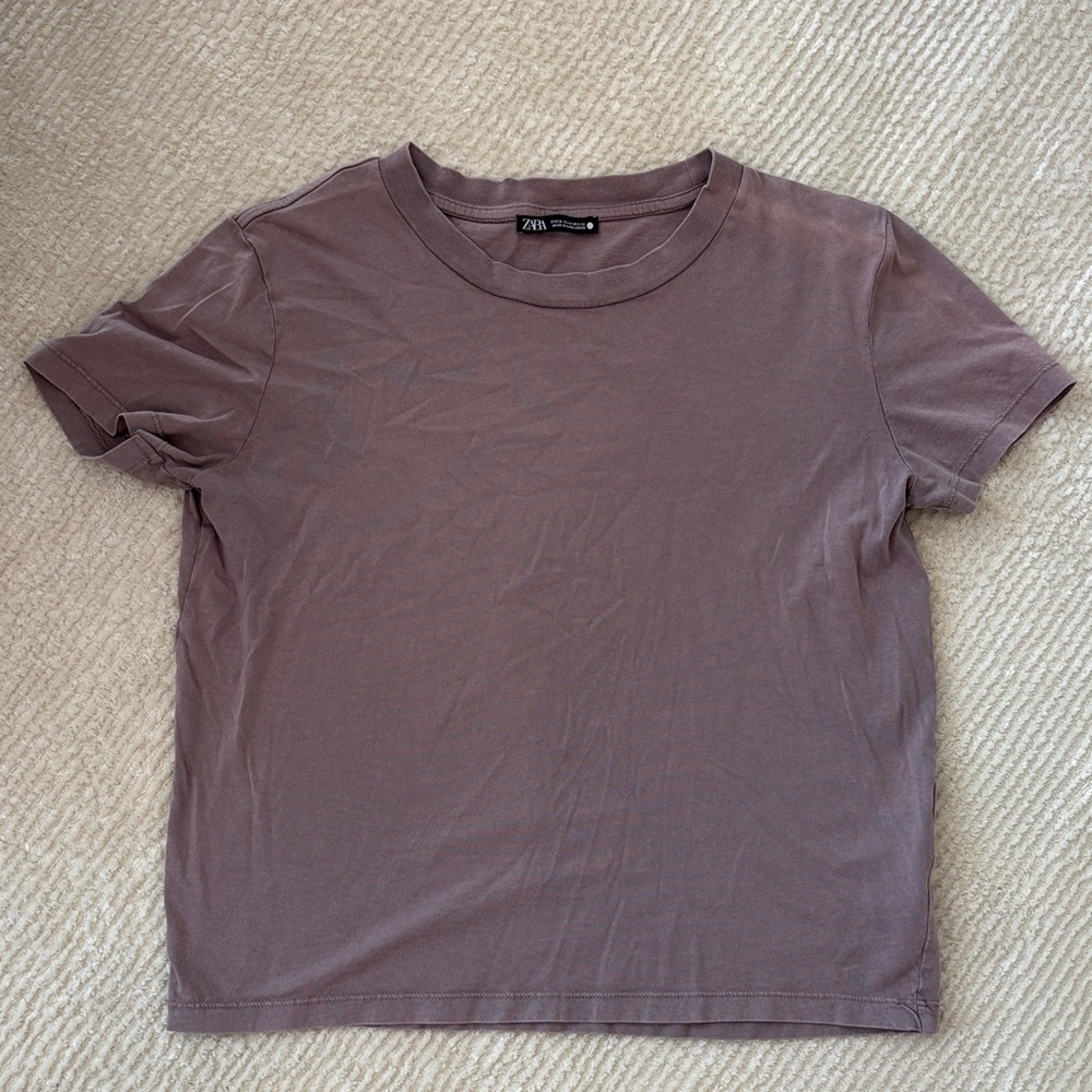 Zara Women's Mauve Short Sleeve Tee